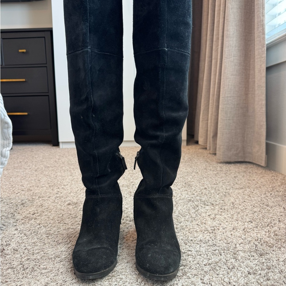 BP From Nordstrom Black Suede Over The Knew Boots